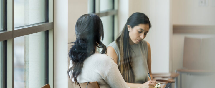 Woman speaking with her manager
